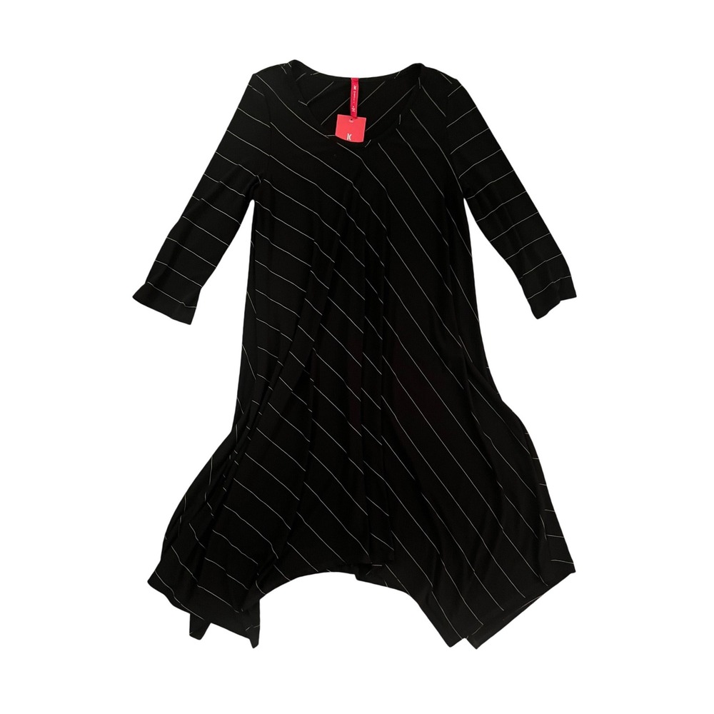 IC By Connie‎ K NWT Black White Stripe Asymmetrical Tunic Top Lagenlook- Size S - Picture 2 of 8